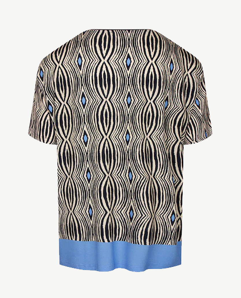Frank Walder  - Top ronde hals - Beige, navy en kobalt