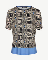 Frank Walder  - Top ronde hals - Beige, navy en kobalt