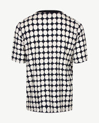 Frank Walder  - Top - ronde v-hals - Grote nop in navy, wit en groen