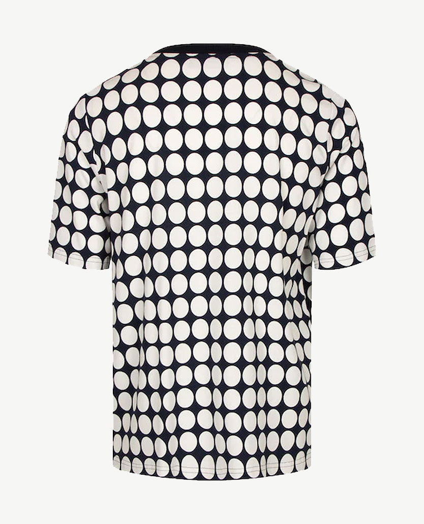 Frank Walder  - Top - ronde v-hals - Grote nop in navy, wit en groen