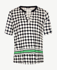 Frank Walder  - Top - ronde v-hals - Grote nop in navy, wit en groen