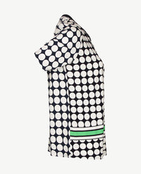 Frank Walder  - Top - ronde v-hals - Grote nop in navy, wit en groen