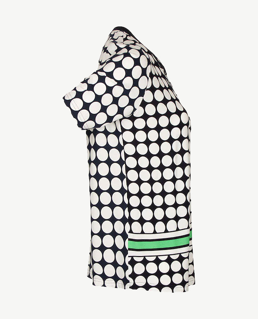 Frank Walder  - Top - ronde v-hals - Grote nop in navy, wit en groen