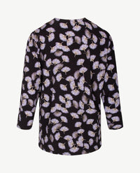 Frank Walder  - Top/tuniek met ronde v-hals - Dessin met zwart en lila en grijs