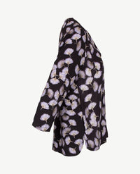 Frank Walder  - Top/tuniek met ronde v-hals - Dessin met zwart en lila en grijs