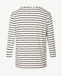 Frank Walder  - Top/tuniek met v-hals - Dessin en streepje in wit, peach en zwart