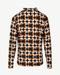 Frank Walder - top - Coll - Dessin retro in zwart, off-white en cognac