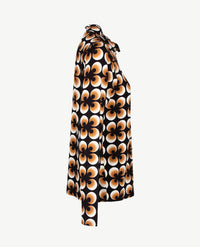 Frank Walder - top - Coll - Dessin retro in zwart, off-white en cognac