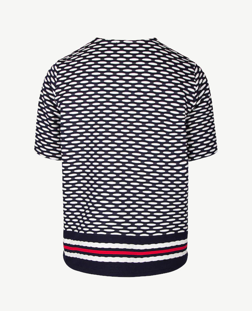 Frank Walder  - Top ronde hals - Navy, wit en rood