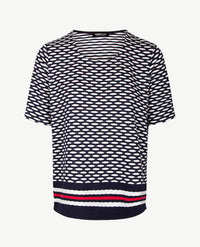 Frank Walder  - Top ronde hals - Navy, wit en rood