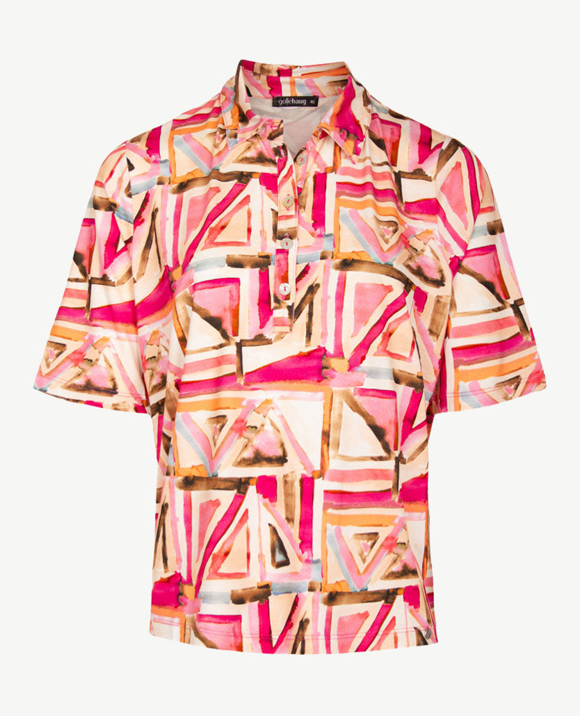 Gollé Haug - Polo - Pink met beige, rose, bruin en oranje