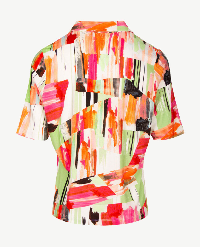 Gollé Haug - Polo - Oranje, groen, wit en zwart met rose