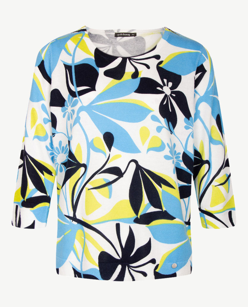 Gollé Haug - Pullover ronde hals - Blue, lime, navy en wit