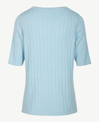 Gollé Haug - Gebreide top - ronde hals - getrokken naald - Pastel blue