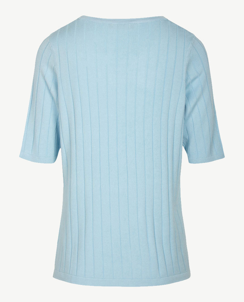 Gollé Haug - Gebreide top - ronde hals - getrokken naald - Pastel blue