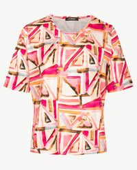 Gollé Haug - Top ronde hals - Oranje, rose, wit, beige en bruin