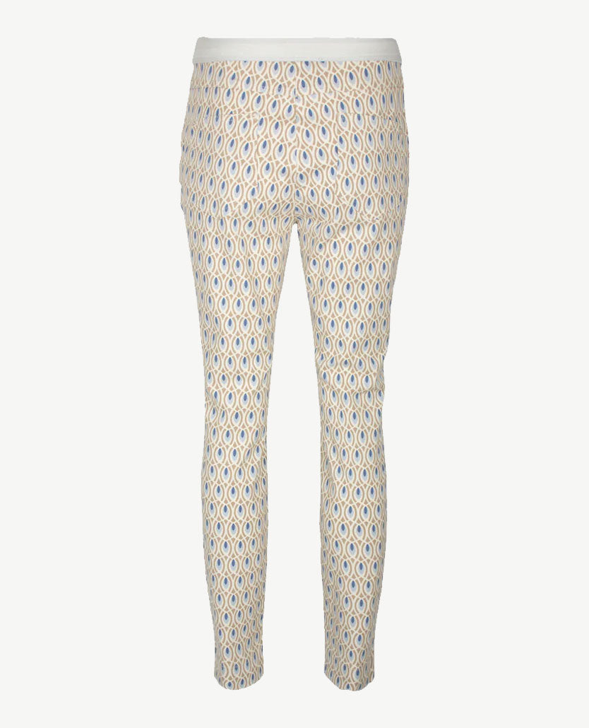 Gardeur - Elastiek rondom - Celin - Normale lengte - Dessin met beige, denim, off-white en blue