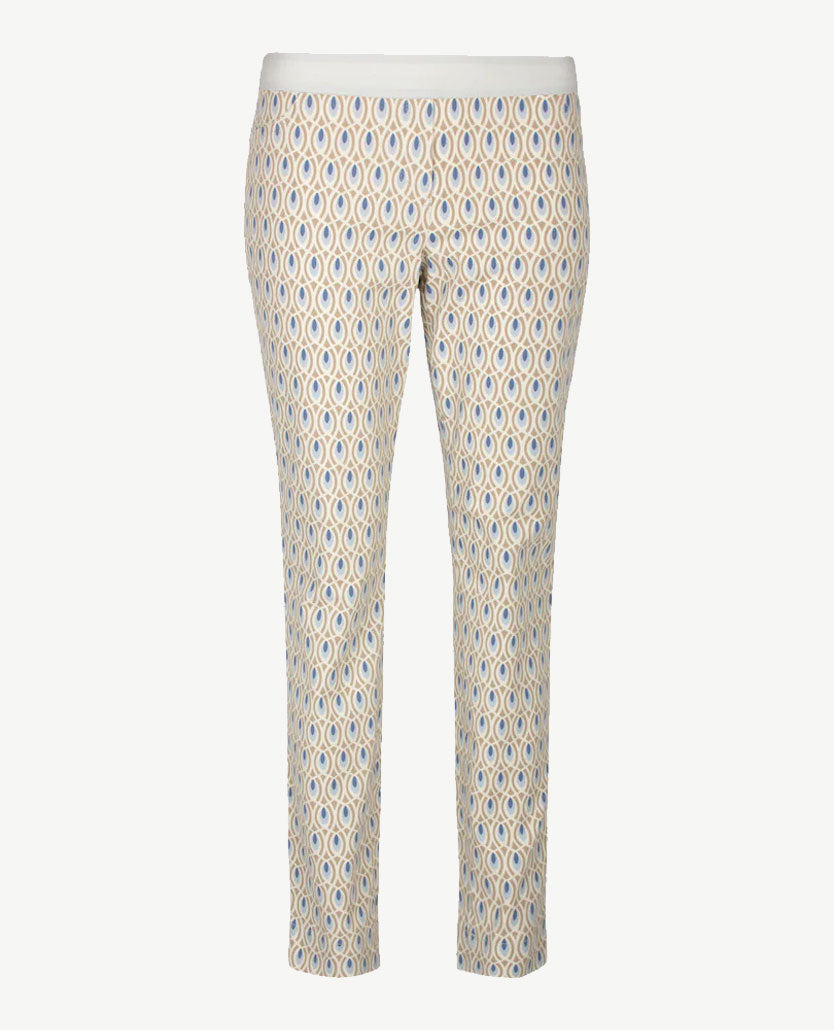 Gardeur - Elastiek rondom - Celin - Normale lengte - Dessin met beige, denim, off-white en blue