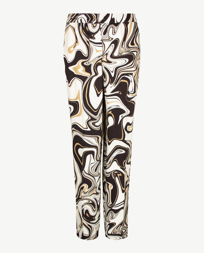 Gardeur - Elastiek rondom - Franca - Normale lengte - Dessin beige, zwart en wit