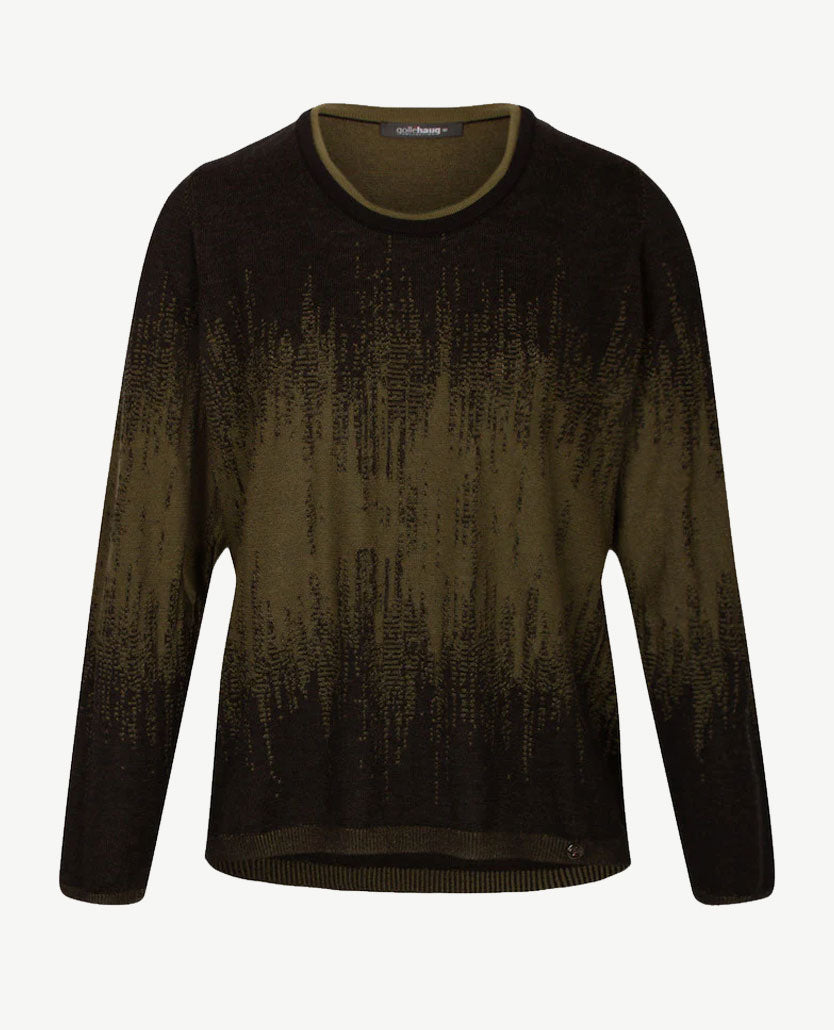 Gollé Haug - Pullover ronde hals - Khaki met zwart