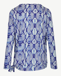 Gollé Haug - Blousontop ronde hals - Blauwen met wit