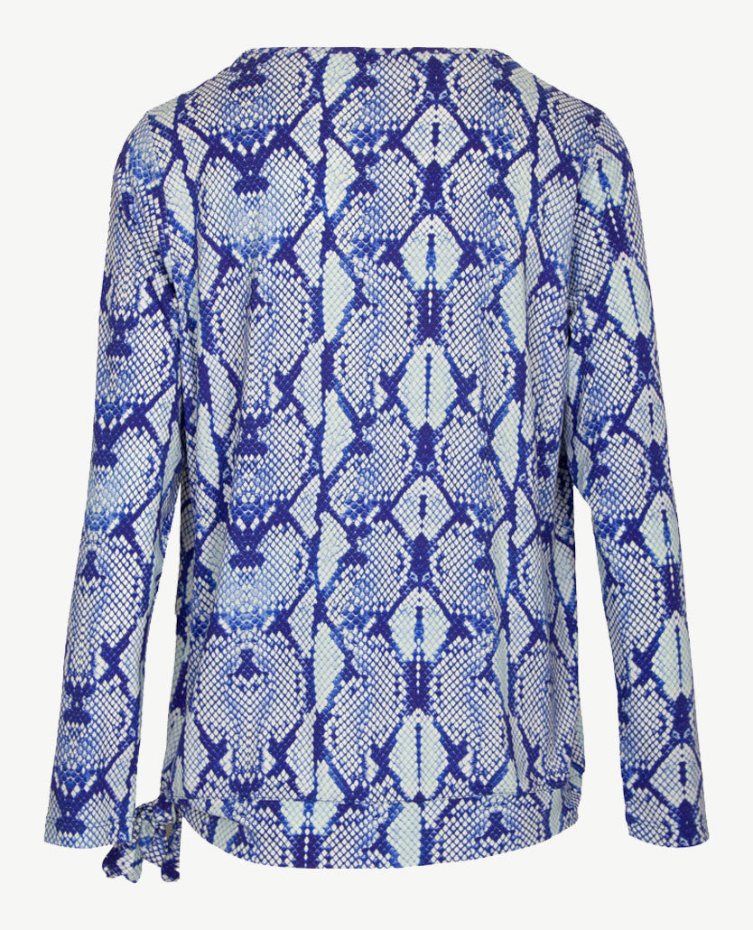 Gollé Haug - Blousontop ronde hals - Blauwen met wit