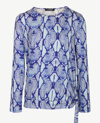 Gollé Haug - Blousontop ronde hals - Blauwen met wit