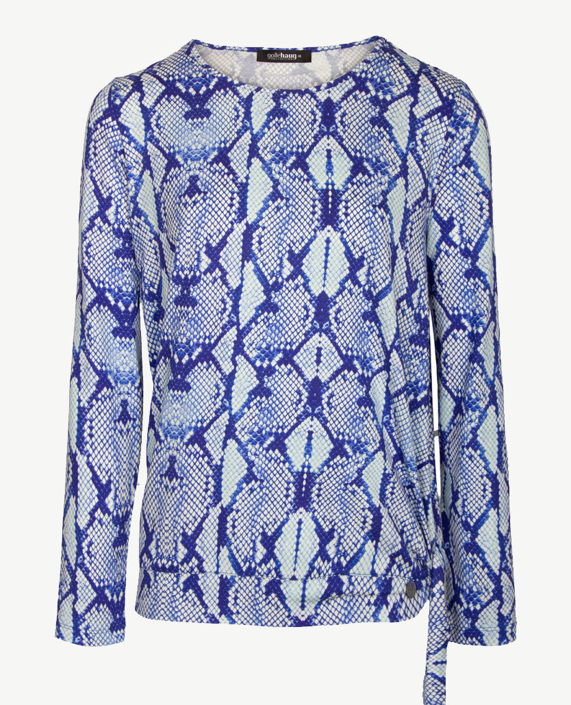 Gollé Haug - Blousontop ronde hals - Blauwen met wit
