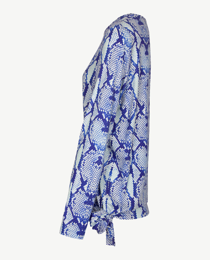 Gollé Haug - Blousontop ronde hals - Blauwen met wit