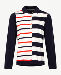 Gollé Haug - Gebreide polo - Navy, rood en wit