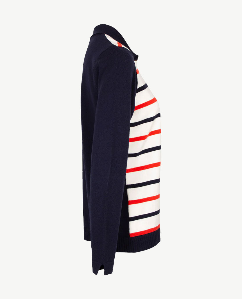 Gollé Haug - Gebreide polo - Navy, rood en wit