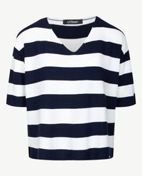 Gollé Haug - Lichte pullover - V-hals - Streep navy en wit