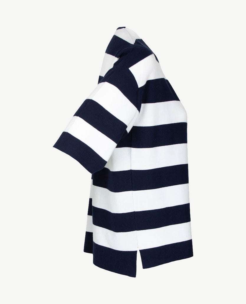 Gollé Haug - Lichte pullover - V-hals - Streep navy en wit