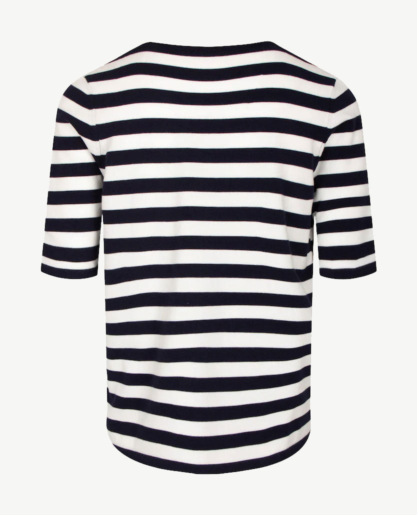 Gollé Haug - Lichte pullover - ronde hals - Streep navy met wit