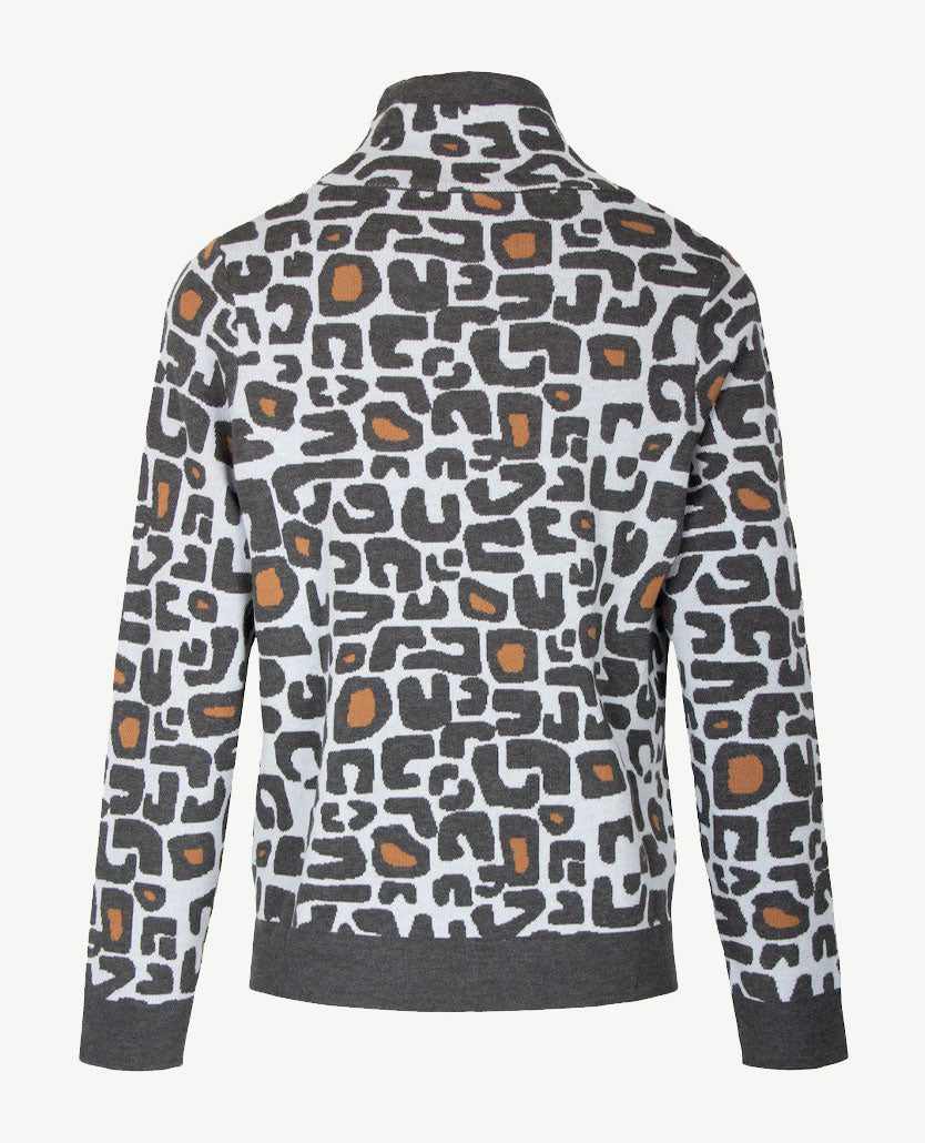 Gollé Haug - Pullover coll - Dessin antraciet met cognac en blue