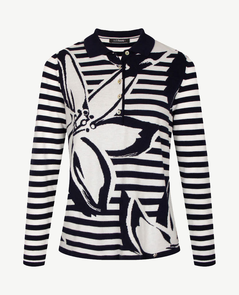 Gollé Haug - Pullover polo - Navy met wit
