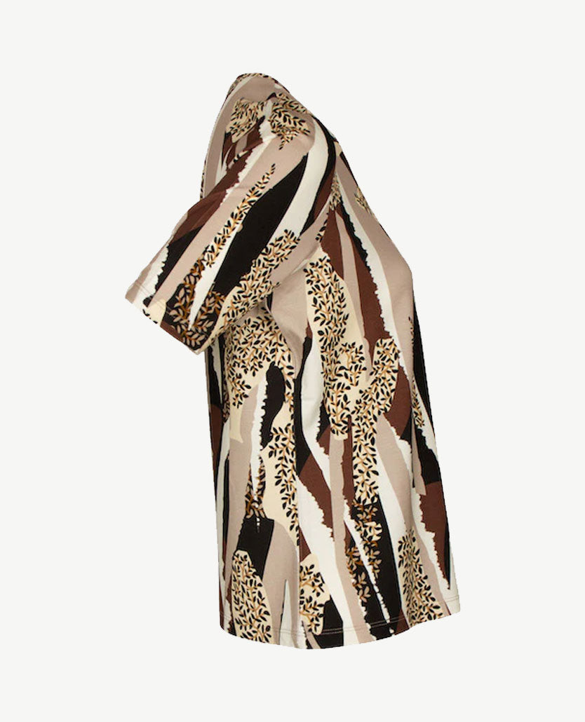 Gollé Haug - Top ronde hals - Dessin beige, zwart en wit