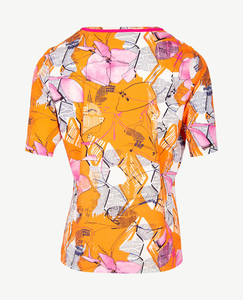 Gollé Haug - Top ronde hals - Oranje, wit, marine en pink