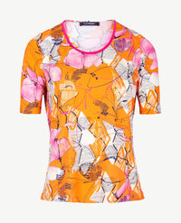 Gollé Haug - Top ronde hals - Oranje, wit, marine en pink
