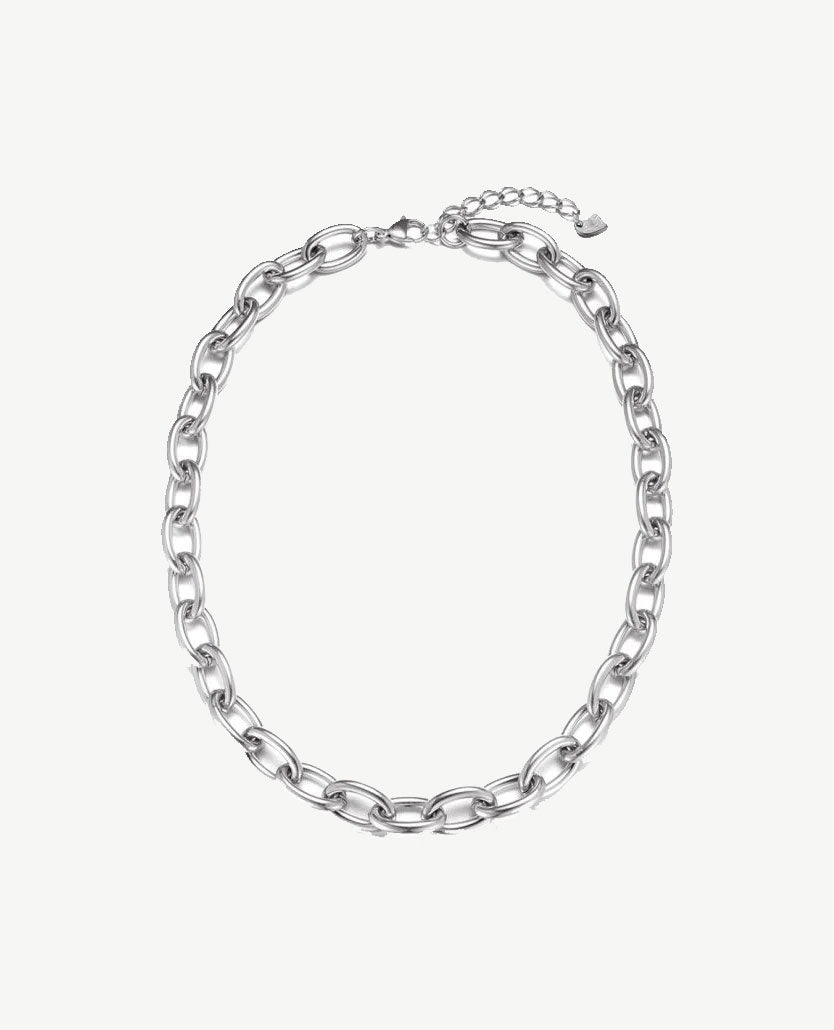 Korte ketting - Grote schakel - Zilverkleurig