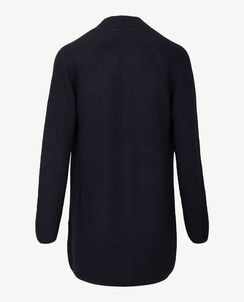Le Comte - Lang gebreid vest met zakken - Marineblauw