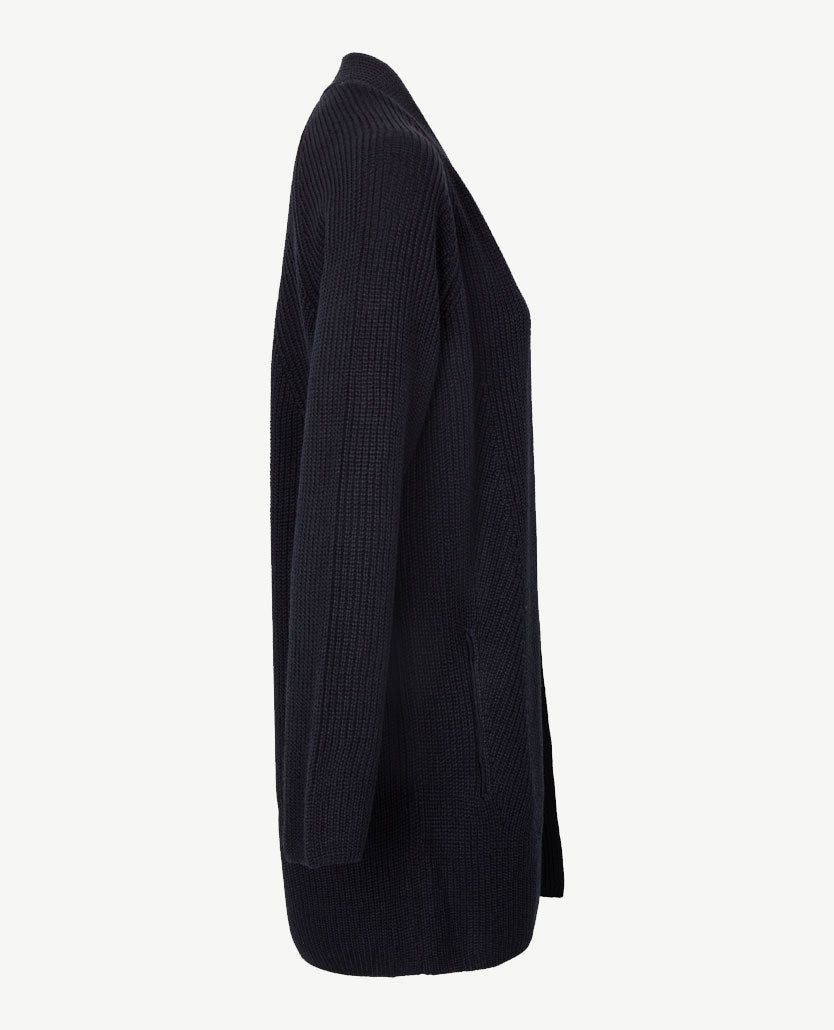 Le Comte - Lang gebreid vest met zakken - Marineblauw