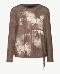 Le Comte - Lichte pullover-top - ronde hals - Dessin bruin en beige