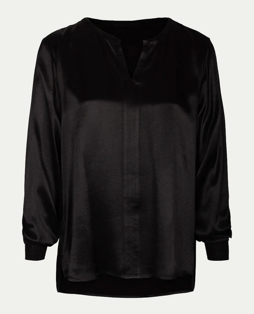 Le Comte - Blouse/tuniek in satijn zwart