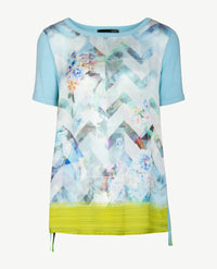 Le Comte - Blouse/tuniektop met ronde hals in azuur/wit en pastels