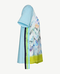Le Comte - Blouse/tuniektop met ronde hals in azuur/wit en pastels