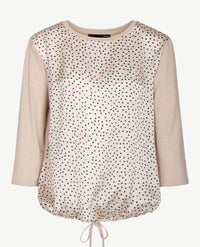 Le Comte - Blouse/tuniektop met ronde hals in beige en nopdessin