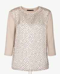 Le Comte - Blouse/tuniektop met ronde hals in beige en nopdessin
