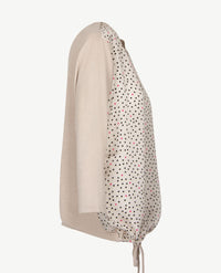 Le Comte - Blouse/tuniektop met ronde hals in beige en nopdessin