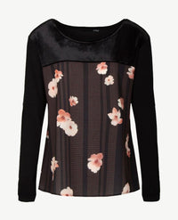 Le Comte - Blouse/tuniektop - ronde hals - Zwart met print